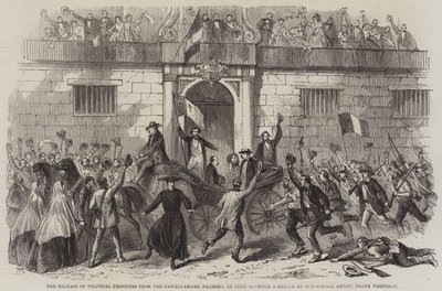 La Liberación de los Prisioneros Políticos del Castellamare, Palermo, el 19 de junio de Frank Vizetelly